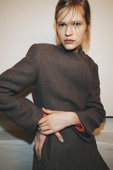 MANTEAU AVEC LAINE MANTECO ZW COLLECTION LIMITED EDITION - Marron / Taupe de Zara - Image 3