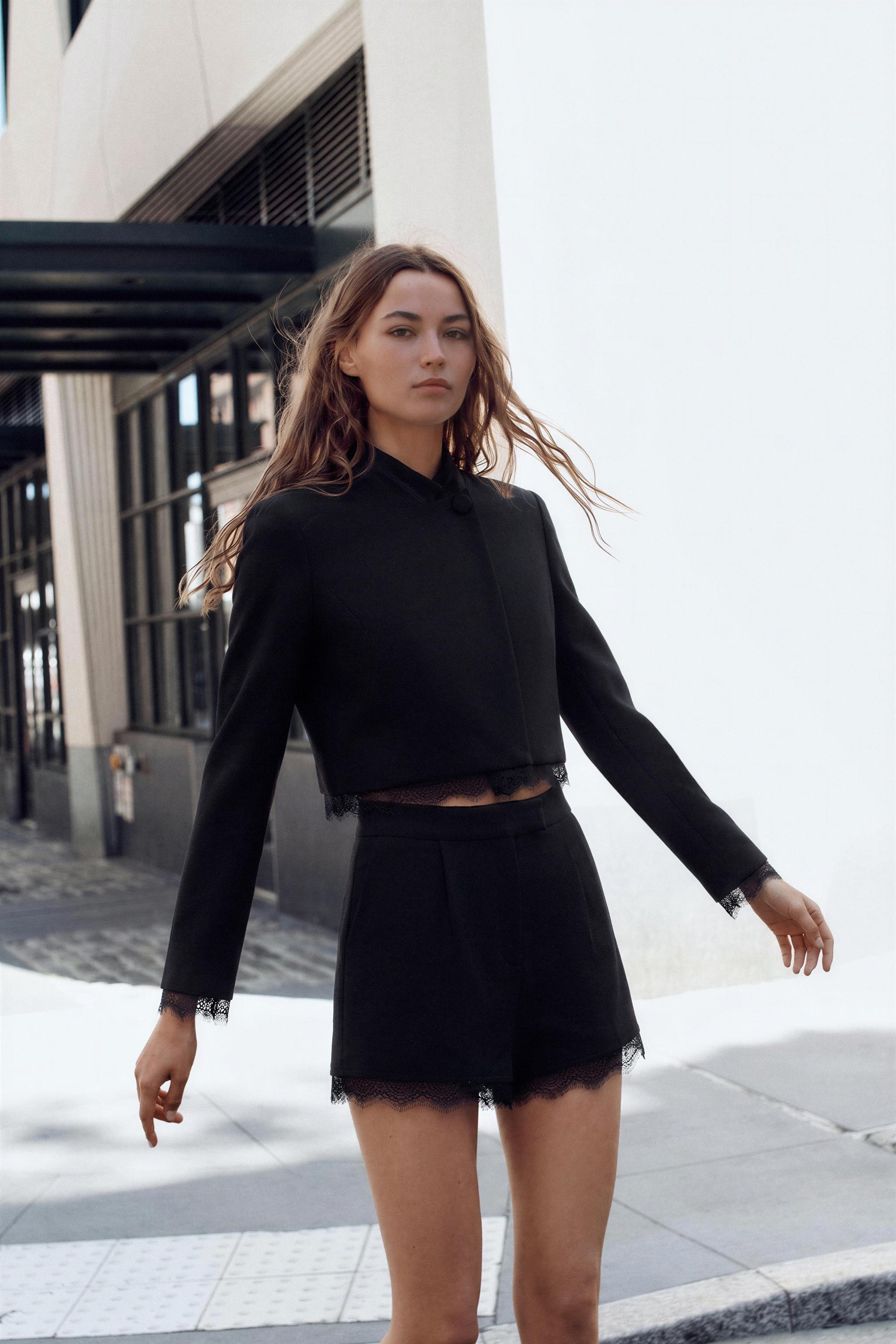 CROPPED LACE BLAZER - Black | ZARA United States