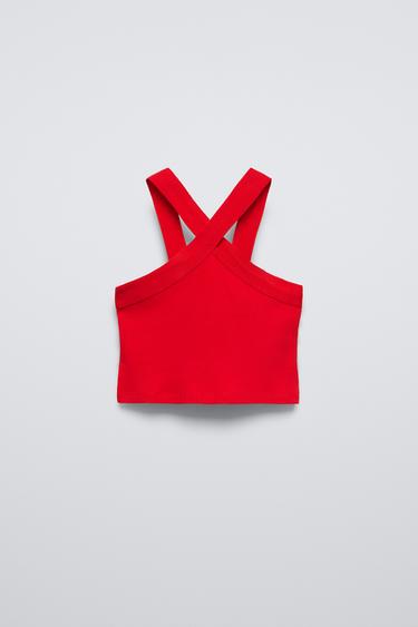 Zara HALTER TOP - Red