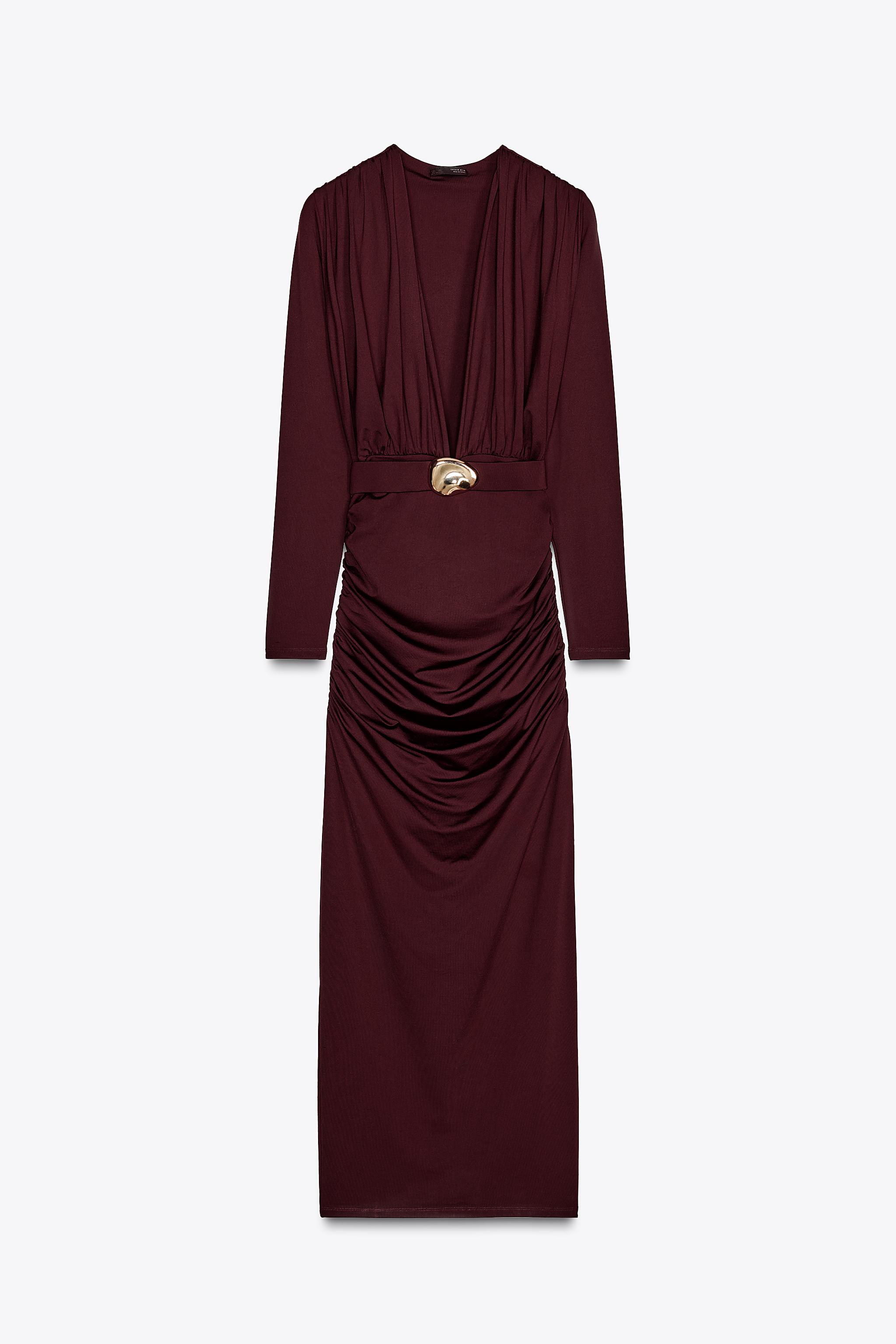 ZARA アップリケ付きベルトワンピース 1026/160 アップリケ付きベルトワンピース - エンジ | ZARA Japan / 日本
