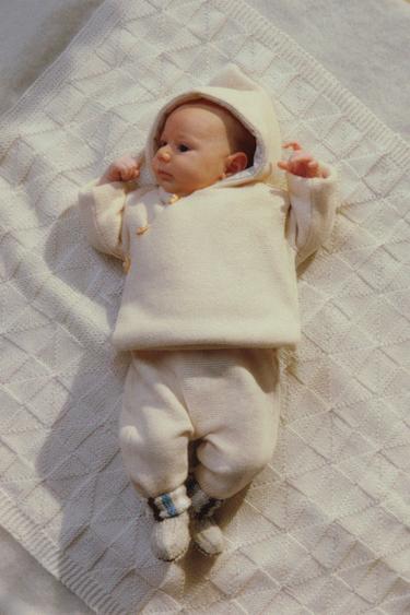 Zaras JACKA MED HUVA OCH KNÄPPNING - Naturfärg