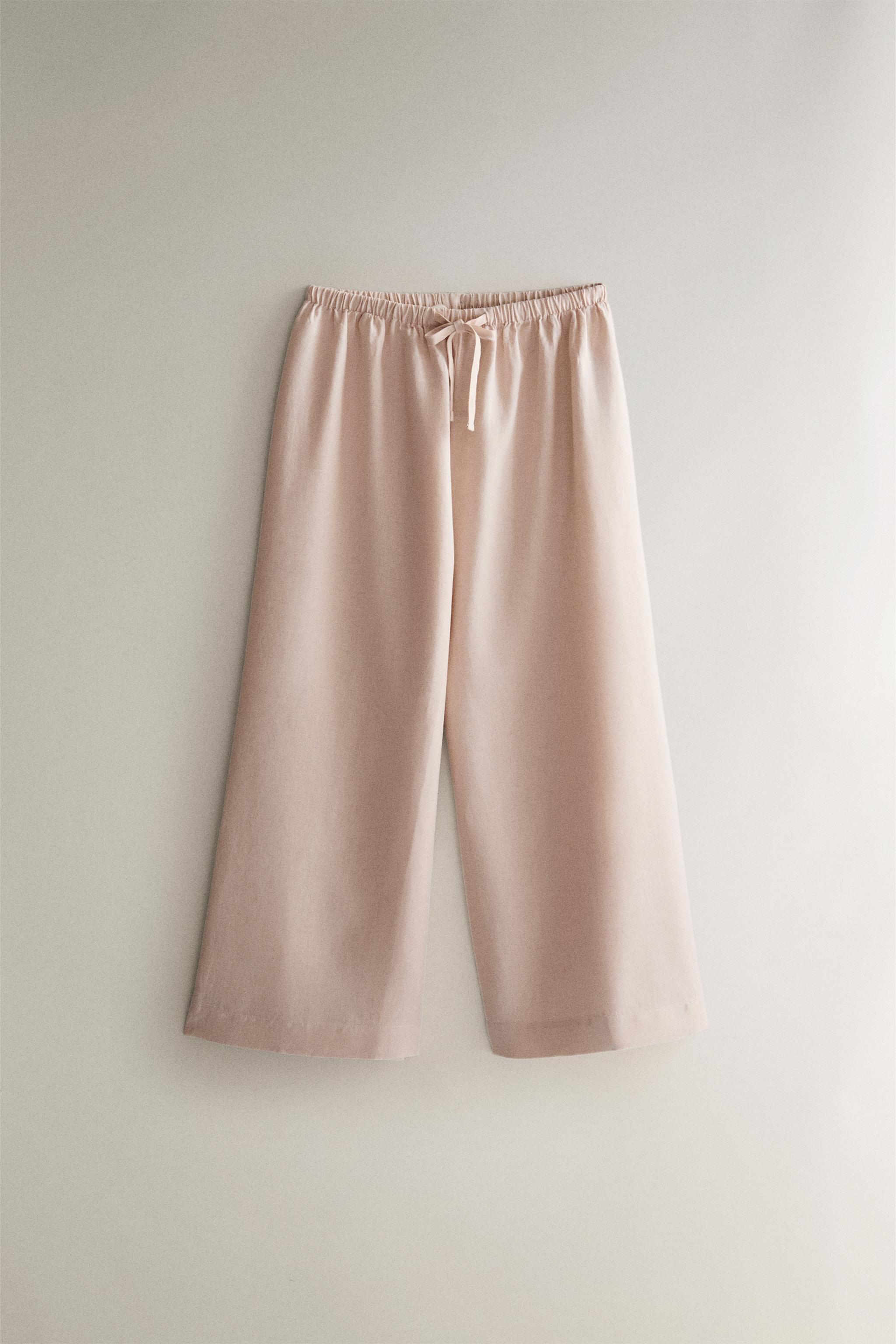 LONG LINEN TROUSERS — Pink