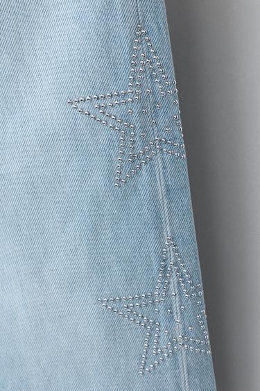 WIDE-LEG JEANS WITH STARS - Light blue by Zara