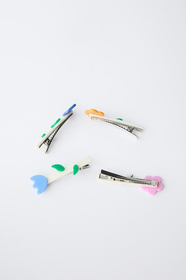 FOUR-PACK OF FLOWER HAIR CLIPS - Multicoloured by Zara - Image 1