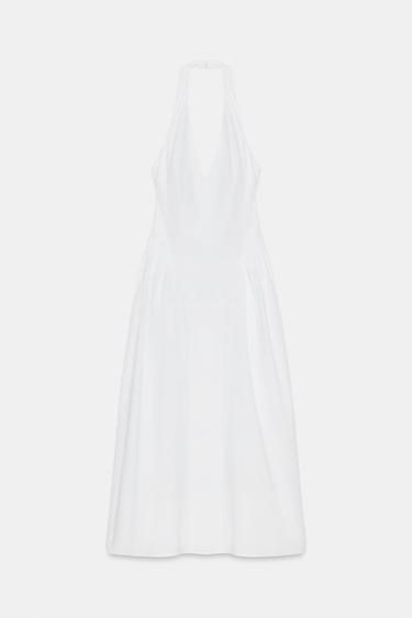POPLIN HALTERNECK DRESS - White by Zara - Image 0