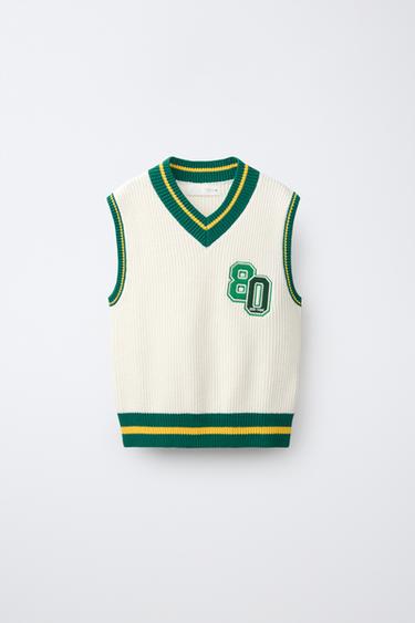 VARSITY KNIT VEST - Ecru by Zara