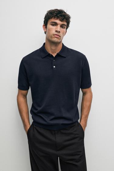 100% cotton knit polo sweater — Navy blue 2