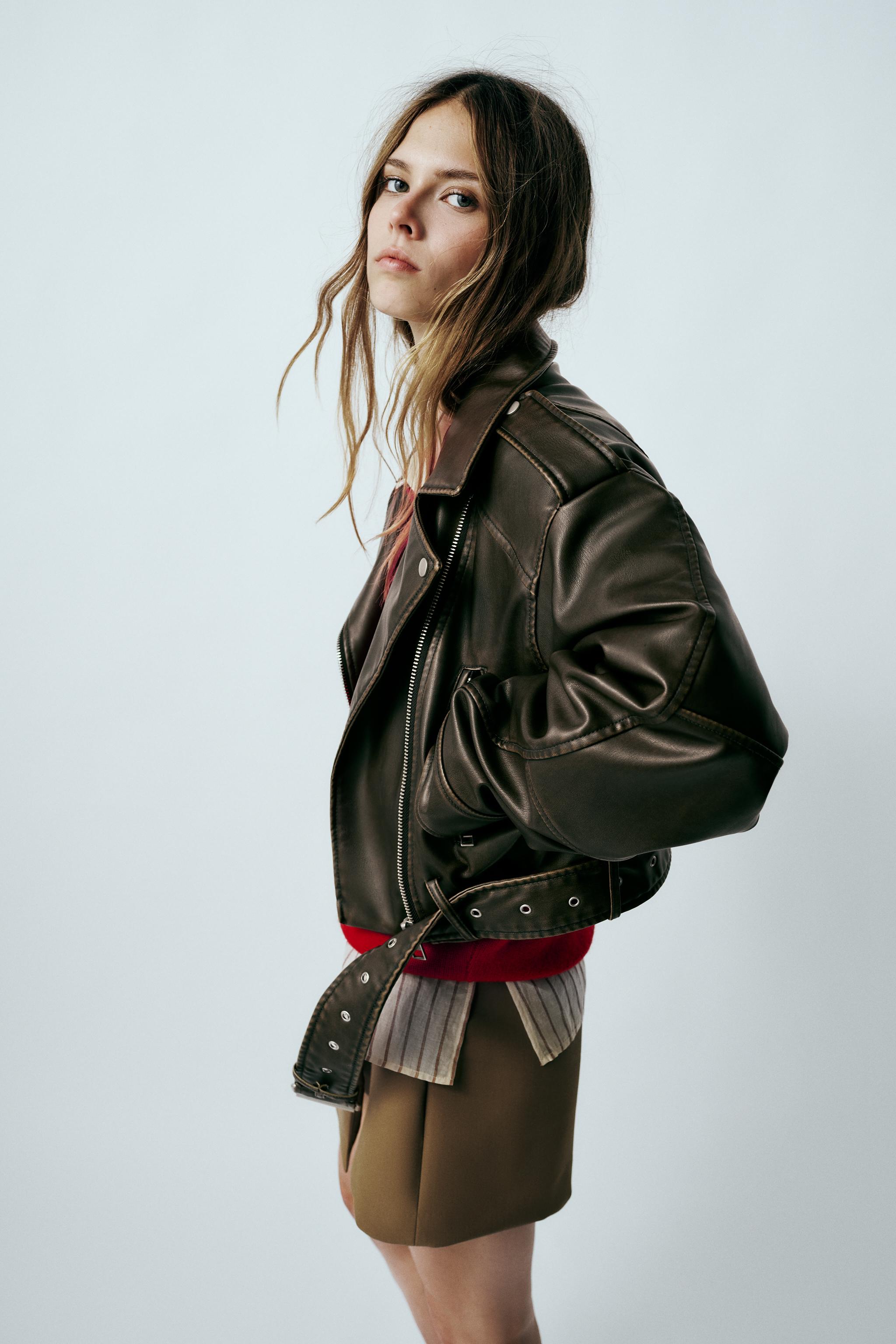 Leather biker 2024 jacket zara