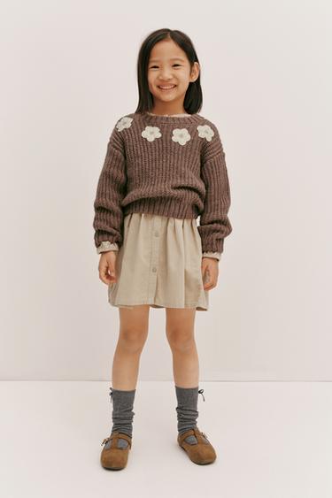 Zara 花卉針織衫 - 深粉紅色