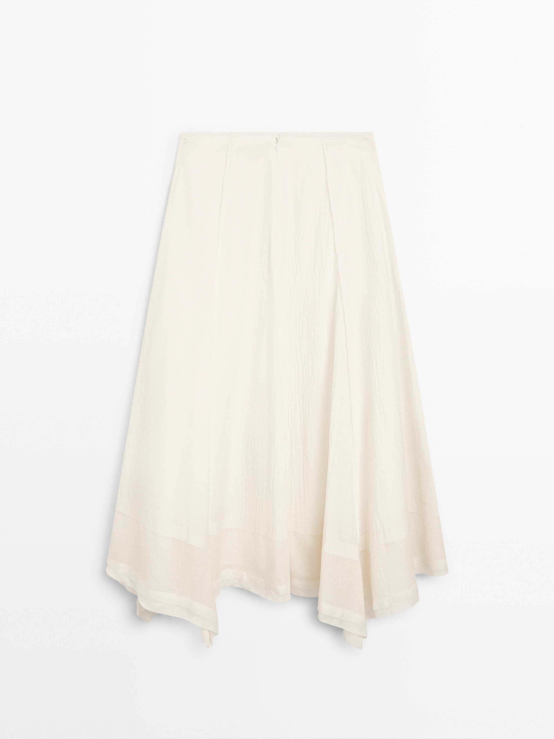 Jupe midi en coton mélangé avec coutures