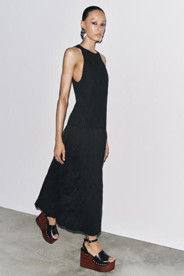 ZW COLLECTION CRINKLED COMBINED DRESS - Black by Zara - Image 0