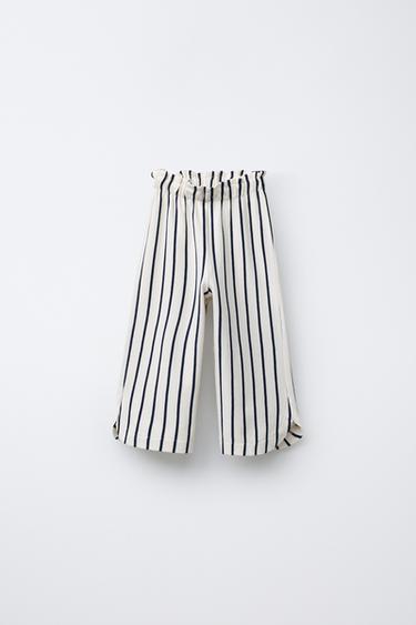 Zara STRIPED PIQUÉ CULOTTES - Navy blue