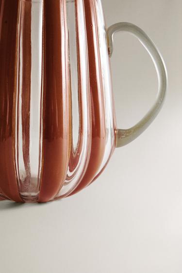 STRIPED GLASS JUG WITH CONTRAST HANDLE - Brown by Zara - Image 4