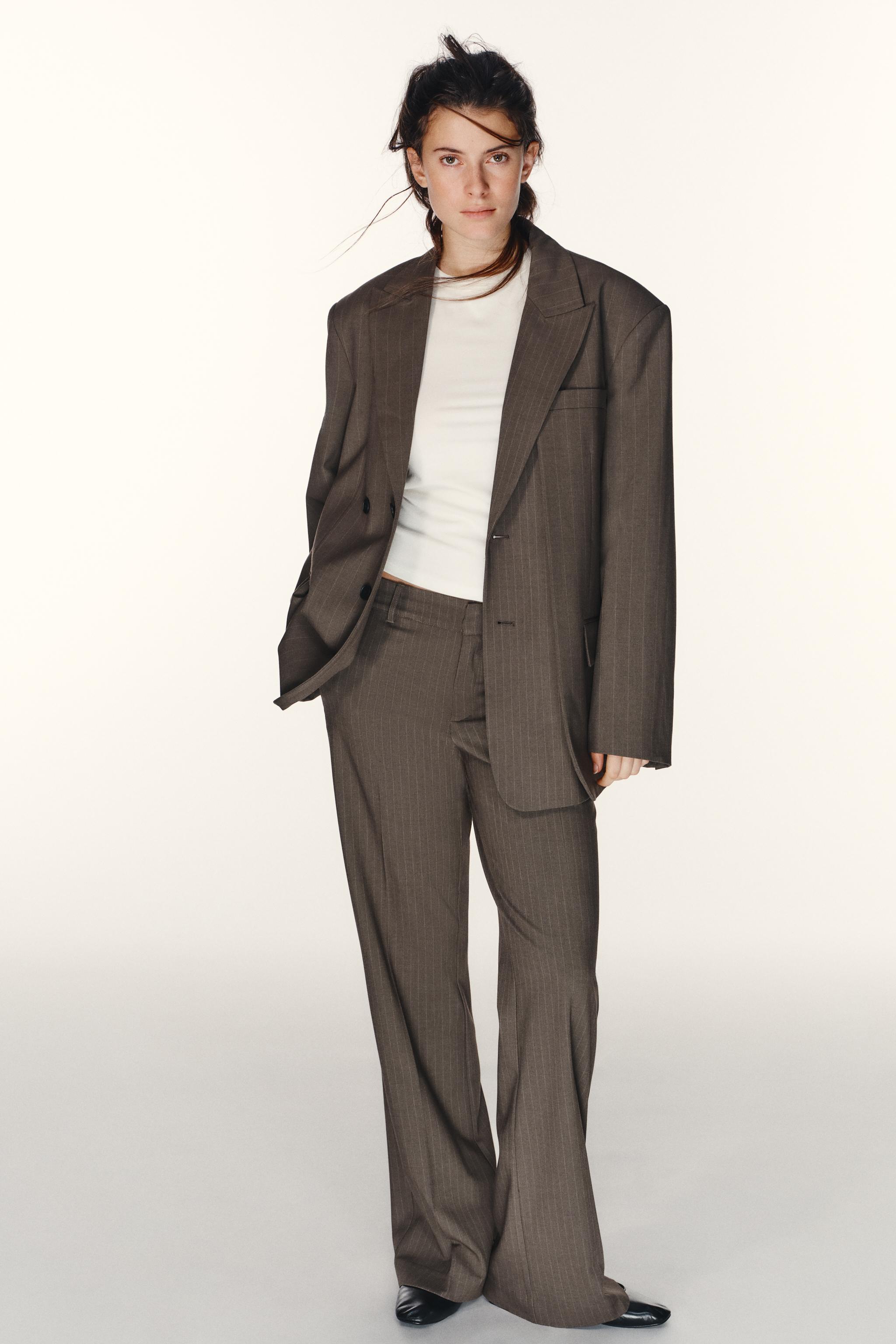 ピンストライプ柄パンツ - ブラウン/ エクリュ | ZARA Japan / 日本