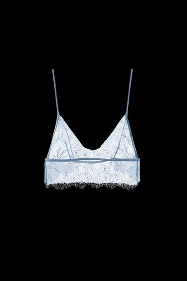 Zara LACE TRIANGLE BRALETTE - Light blue - Image 0