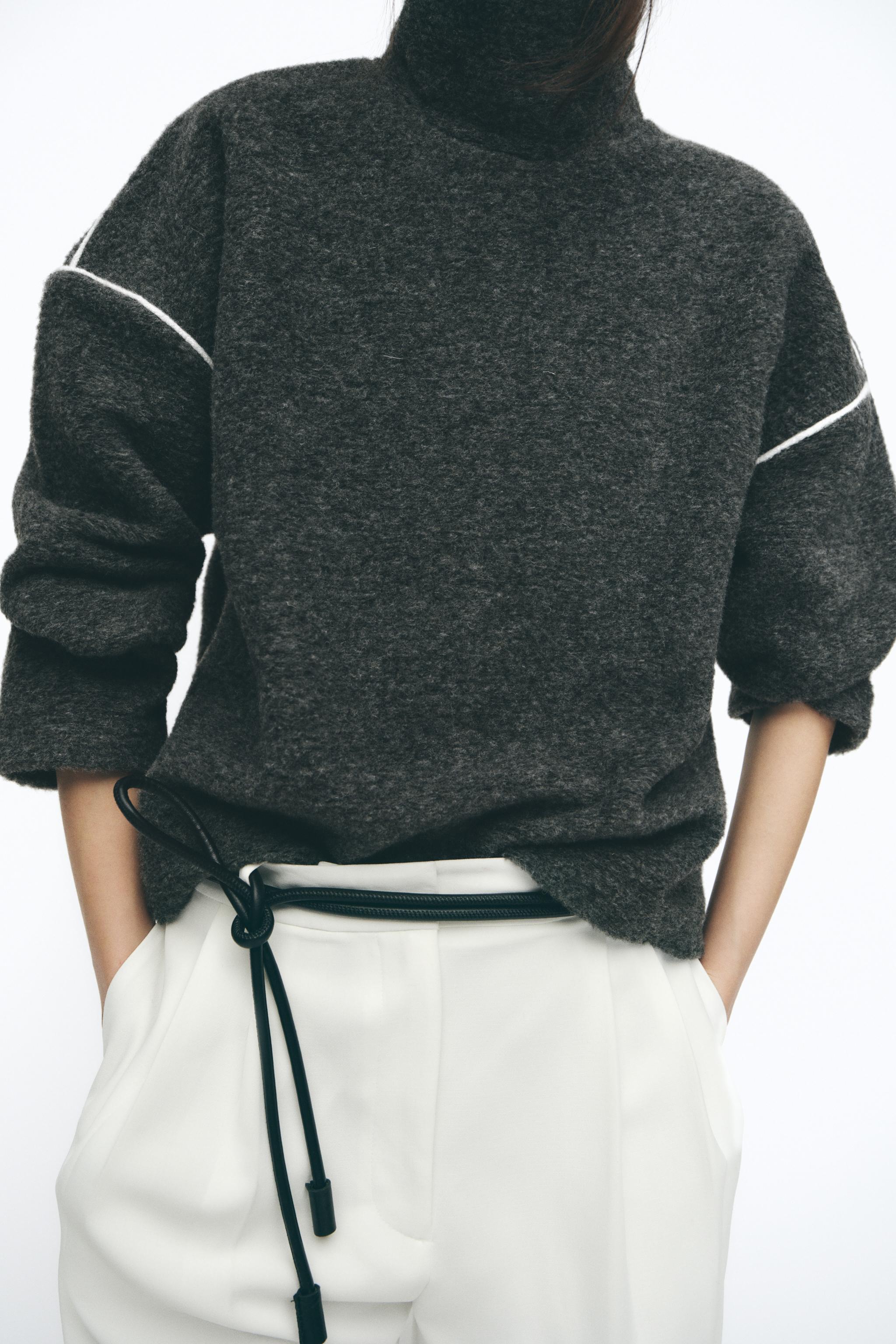 コントラストパイピング付きセーター - グレーマール | ZARA