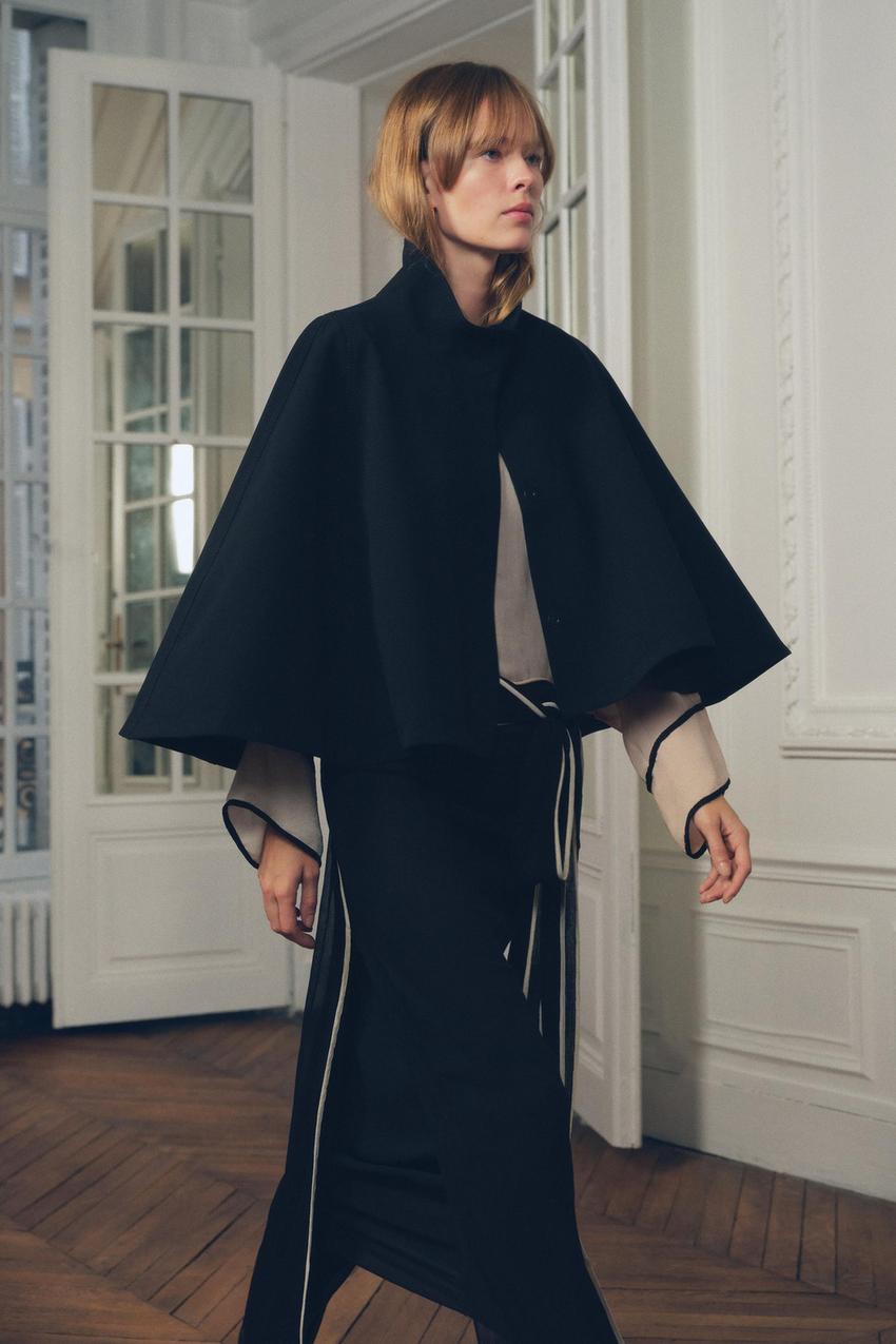 ZW COLLECTION ショート丈ケープ - ブラック | ZARA Japan / 日本