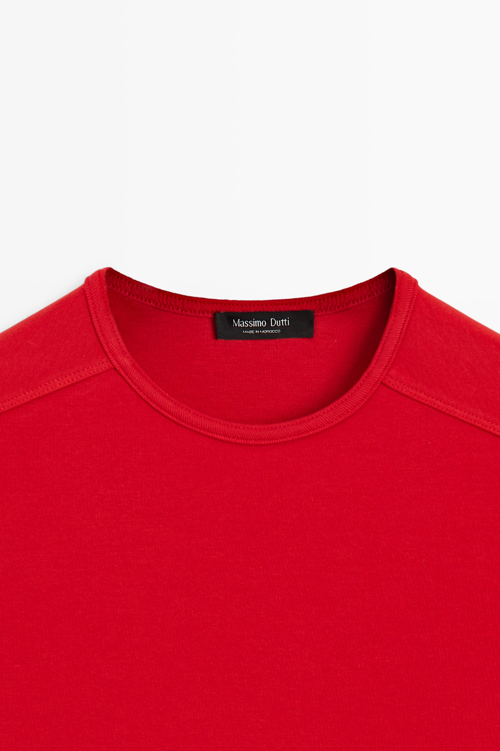 Short sleeve cotton blend T-shirt - Red | ZARA United States