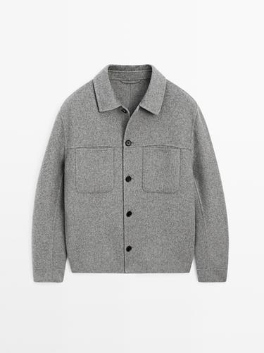 Sobrecamisa bolsillos mezcla lana - Gris claro de Zara