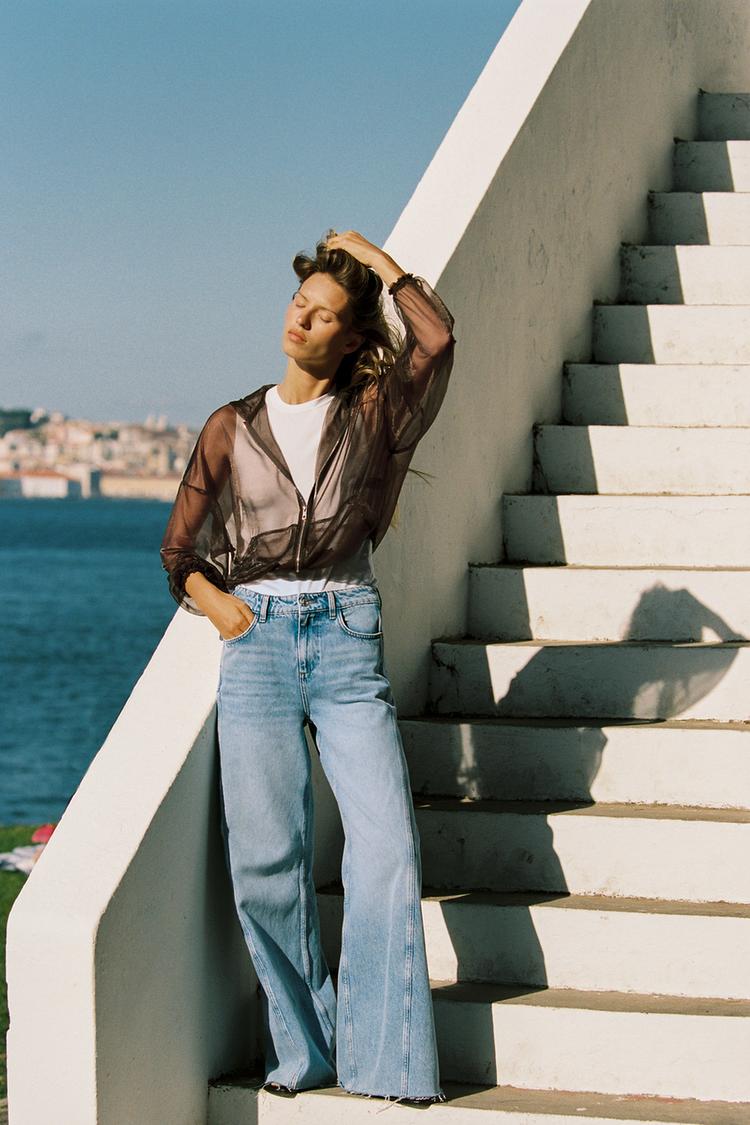 JAQUETA COM CAPUZ DE ORGANZA Marrom ZARA Brasil