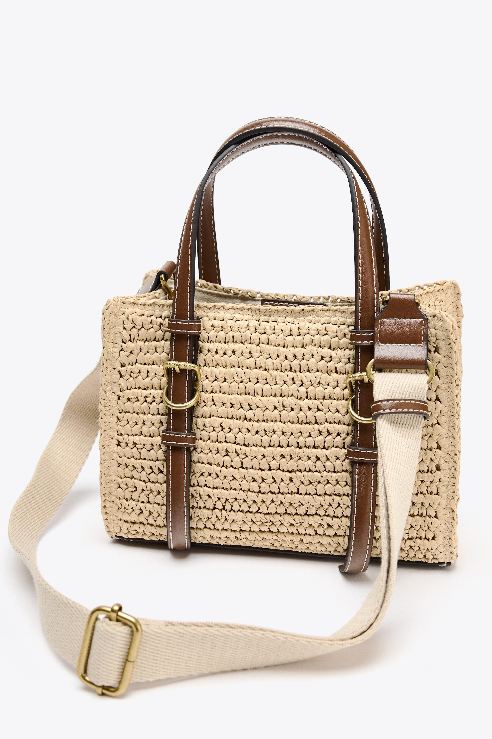 スペイン発送 ZARA 編み込みボディのミニショッパーバッグ 新作 org.jpg