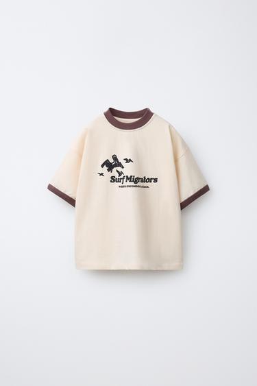 CONTRAST SLOGAN PRINT T-SHIRT - Mid-ecru by Zara