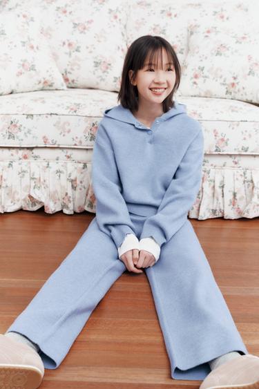 Zara 連帽針織衫 - 水洗藍色