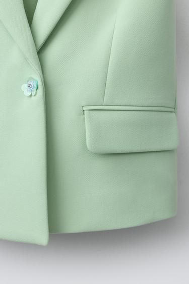 LONG WAISTCOAT WITH RHINESTONE BUTTON - Sea green by Zara - Image 3