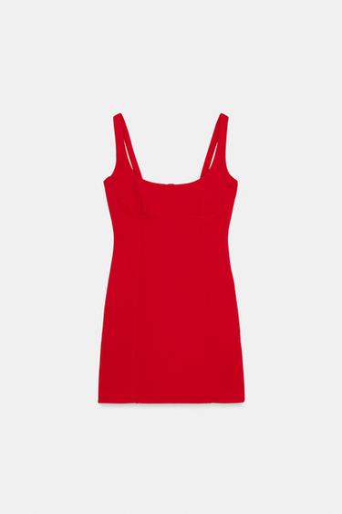 ROBE COURTE INTERLOCK - Rouge de Zara - Image 4