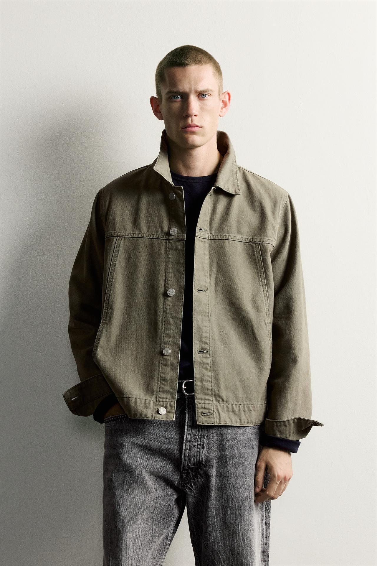 BASIC DENIM JACKET — Khaki