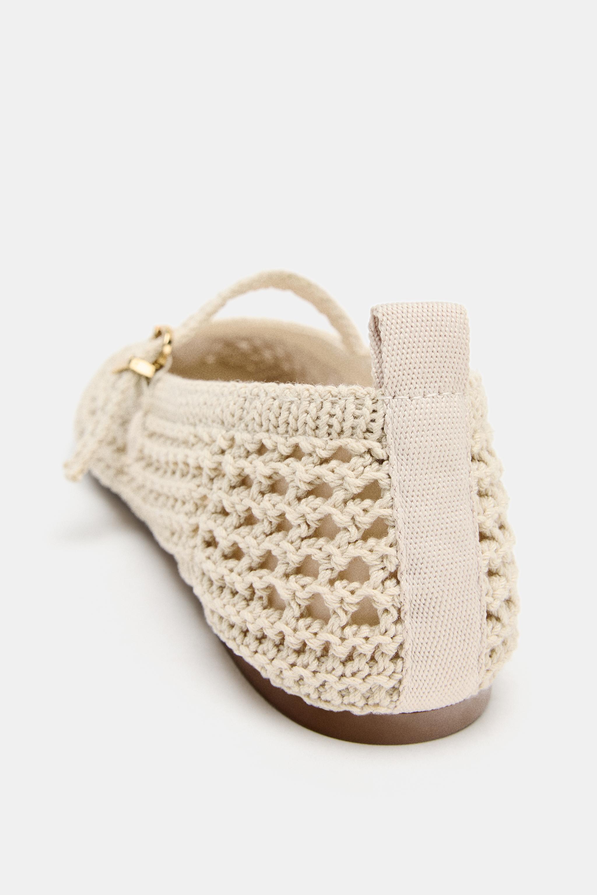 Обувь Zara BRAIDED EFFECT FLAT BALLET FLATS — фото 6
