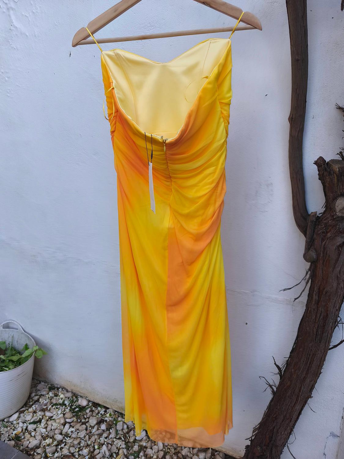 PRINTED TULLE STRAPLESS DRESS - Image 2