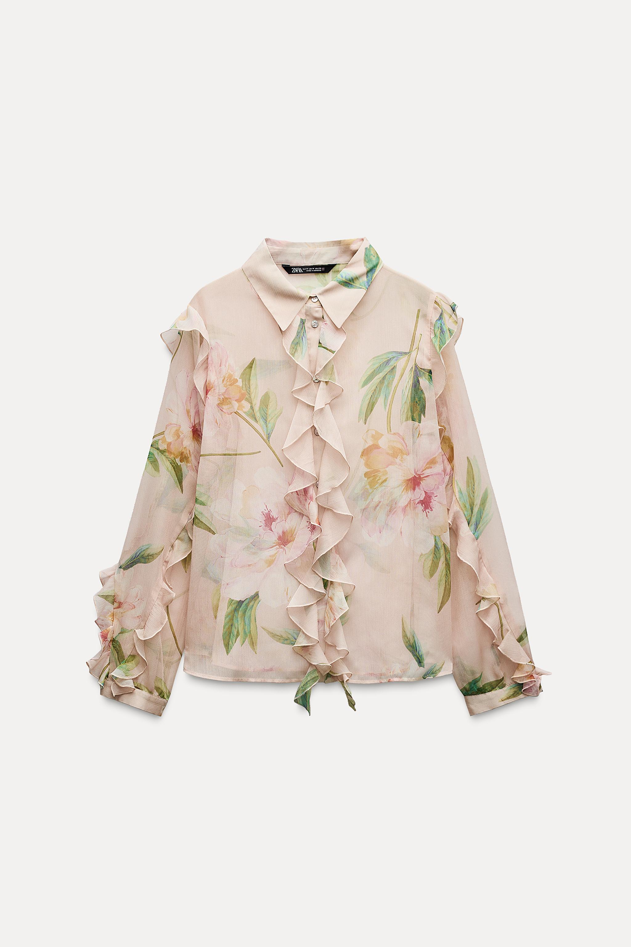 Floral ruffle blouse on sale