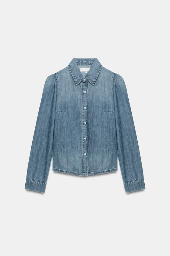 CHEMISE EN JEAN TRF FRONCES ÉPAULES - Bleu de Zara - Image 6