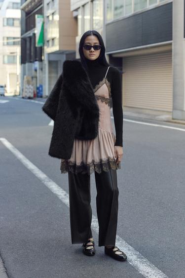 ZW COLLECTION TAILORED WIDE-LEG LEATHER-EFFECT TROUSERS - Black by Zara