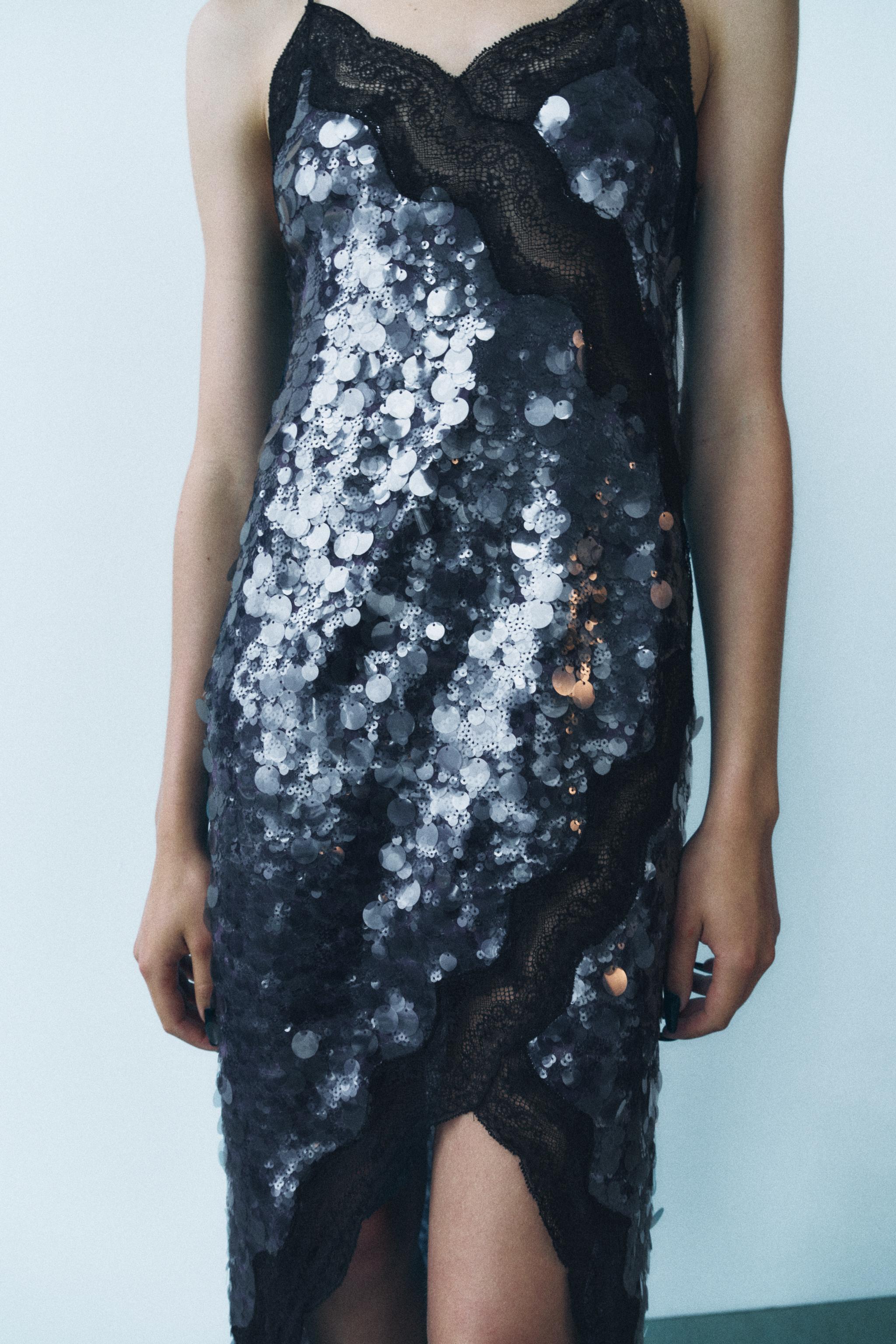 Blue sequin dress zara best sale