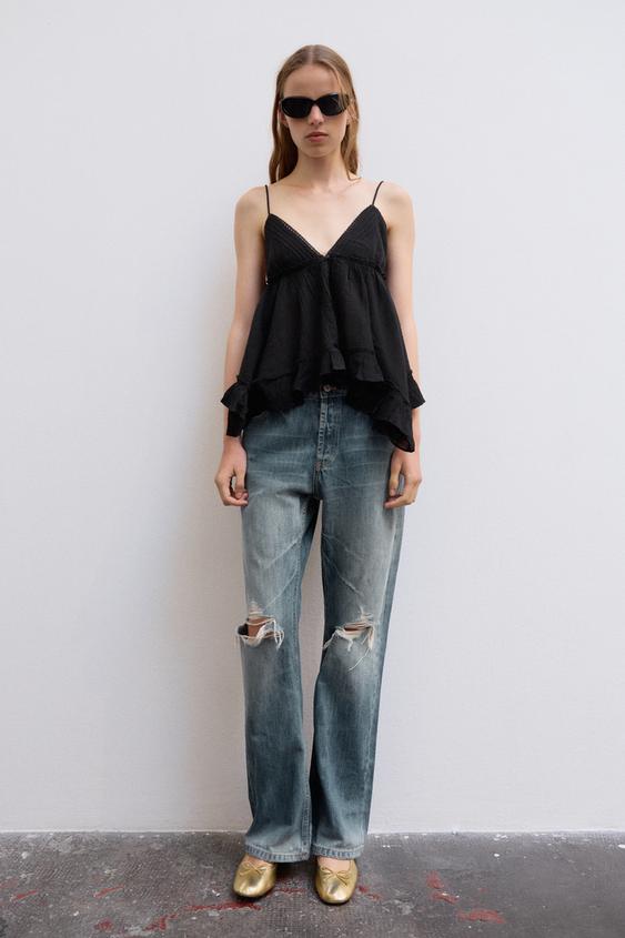 ASYMMETRIC BUTTONED TOP - Black by Zara - Image 0