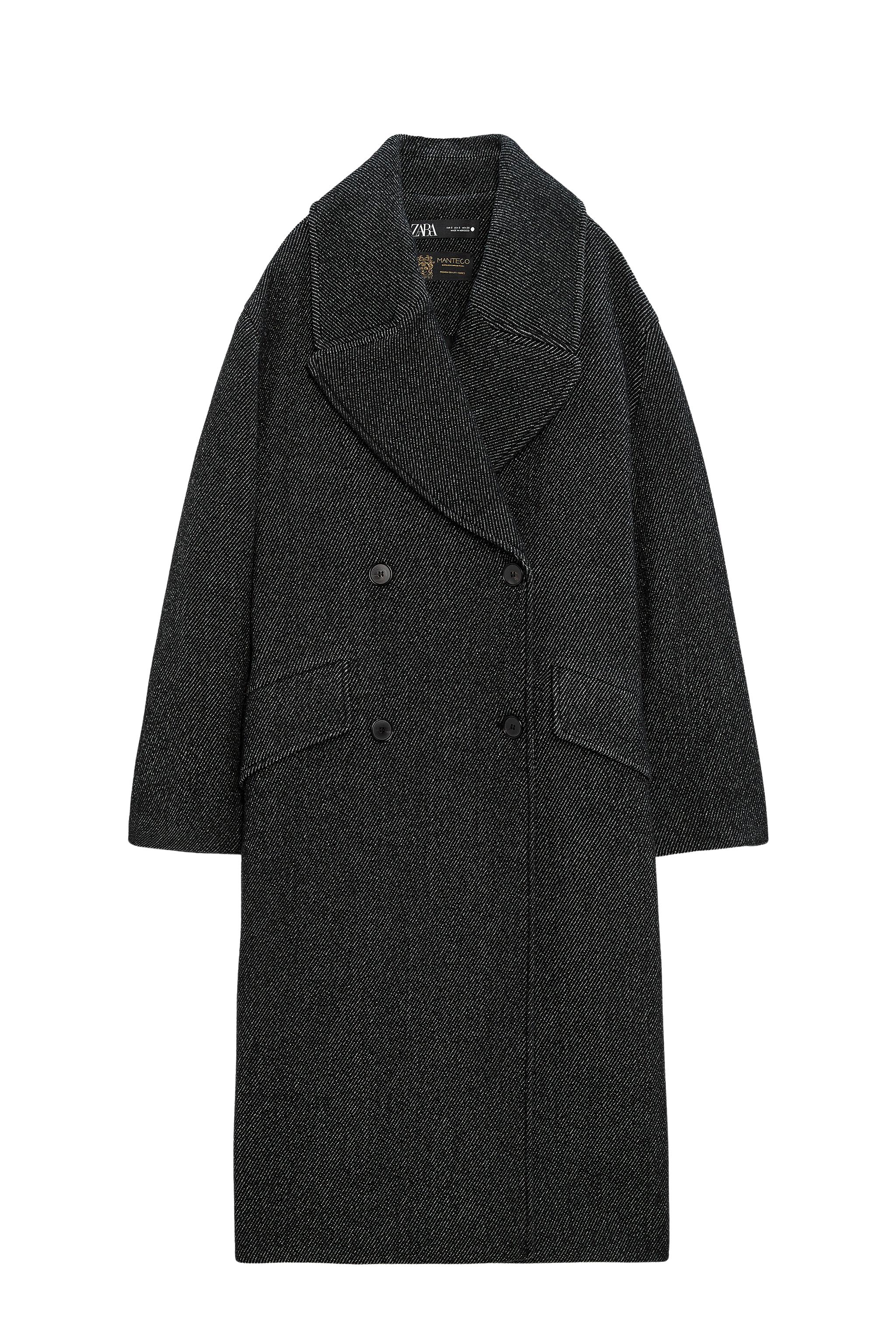 DOUBLE BREASTED WOOL BLEND COAT LIMITED EDITION Black White ZARA United Kingdom