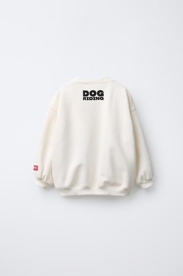 FLOCKED SLOGAN DOG PRINT SWEATSHIRT - Ecru by Zara - Image 1