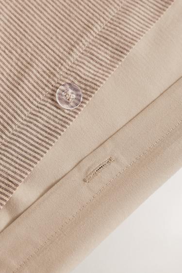 SEERSUCKER DEKBEDOVERTREK MET STREPEN - Beige van Zara