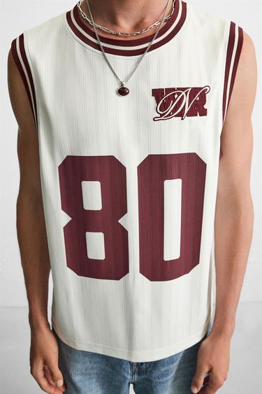 CONTRAST VARSITY TANK TOP - Ecru by Zara - Image 5