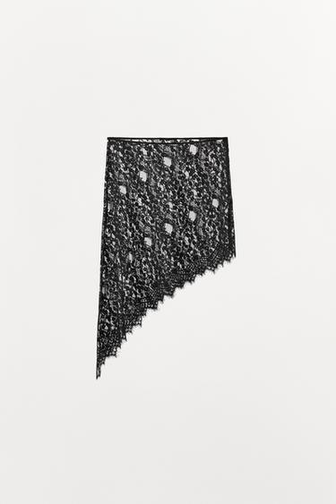ASYMMETRIC LACE MIDI SKIRT - Black by Zara - Image 5