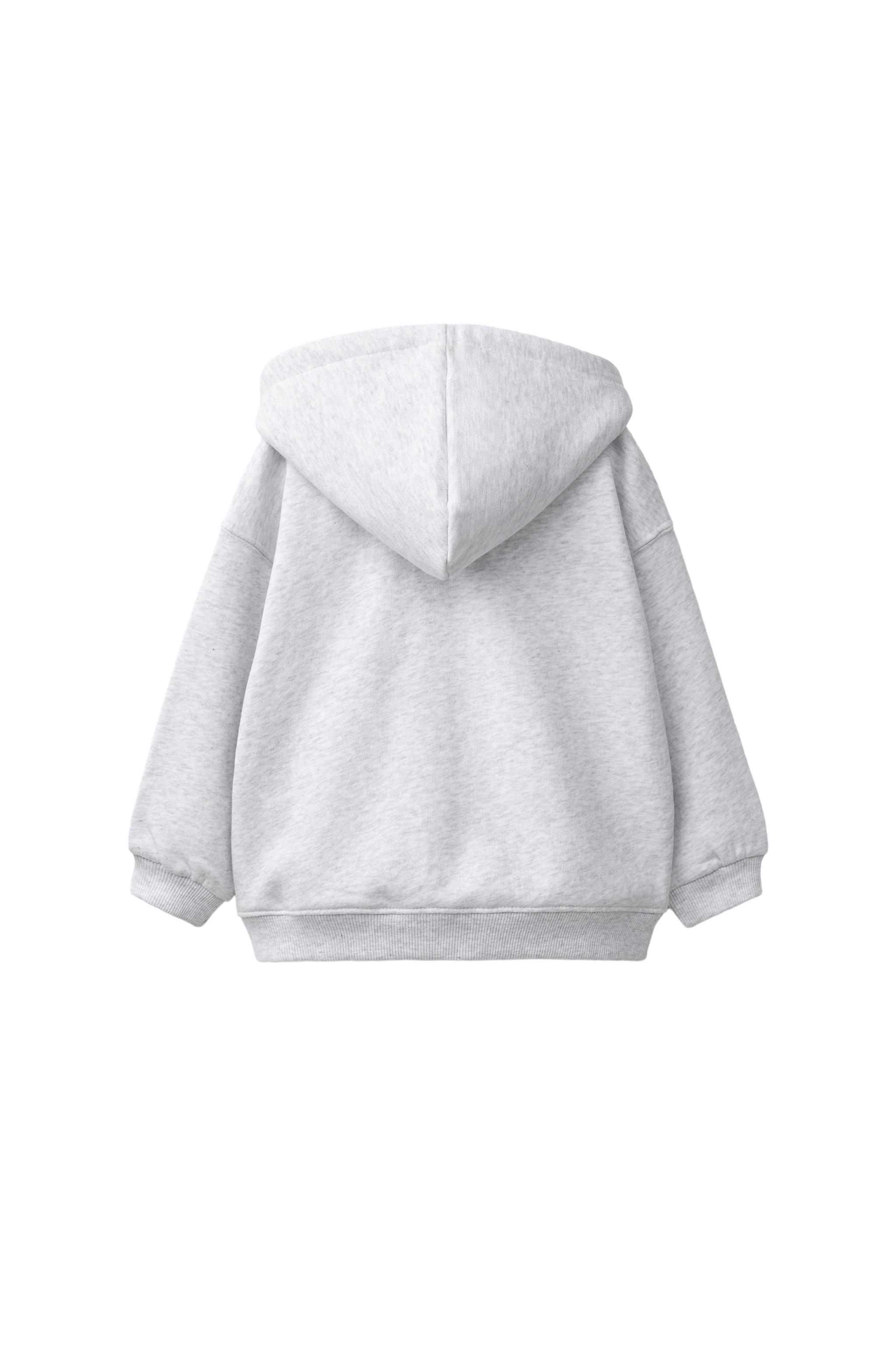 HOODED ZIP SWEATSHIRT — Gray marl