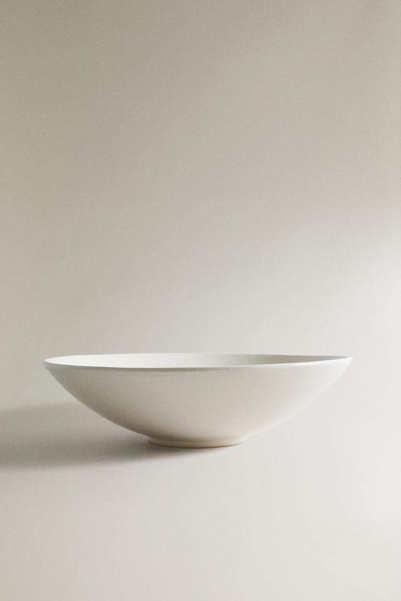 Zara PLAIN STONEWARE SERVING DISH - Cream - Image 0