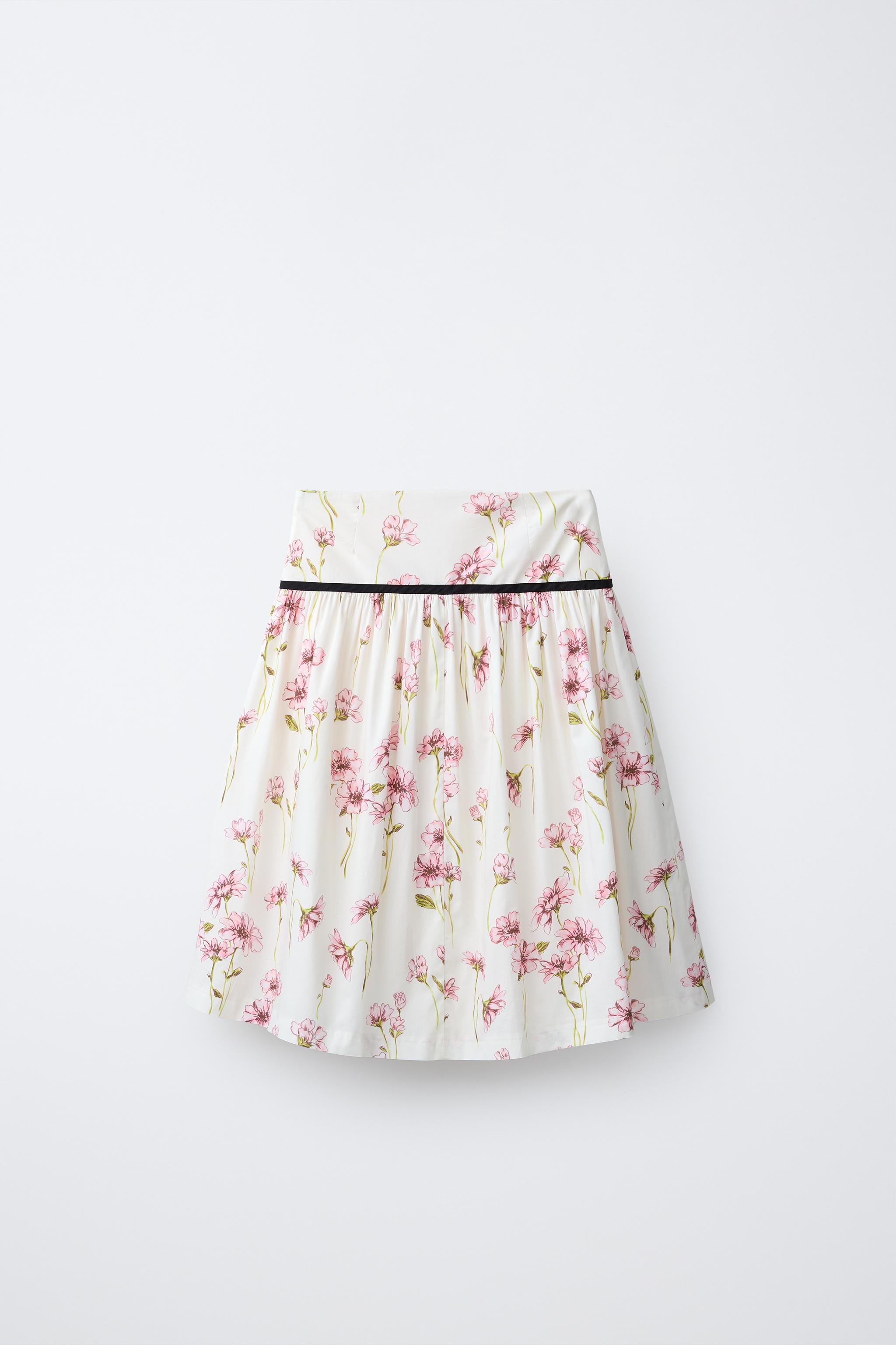 FLORAL PRINT MIDI SKIRT