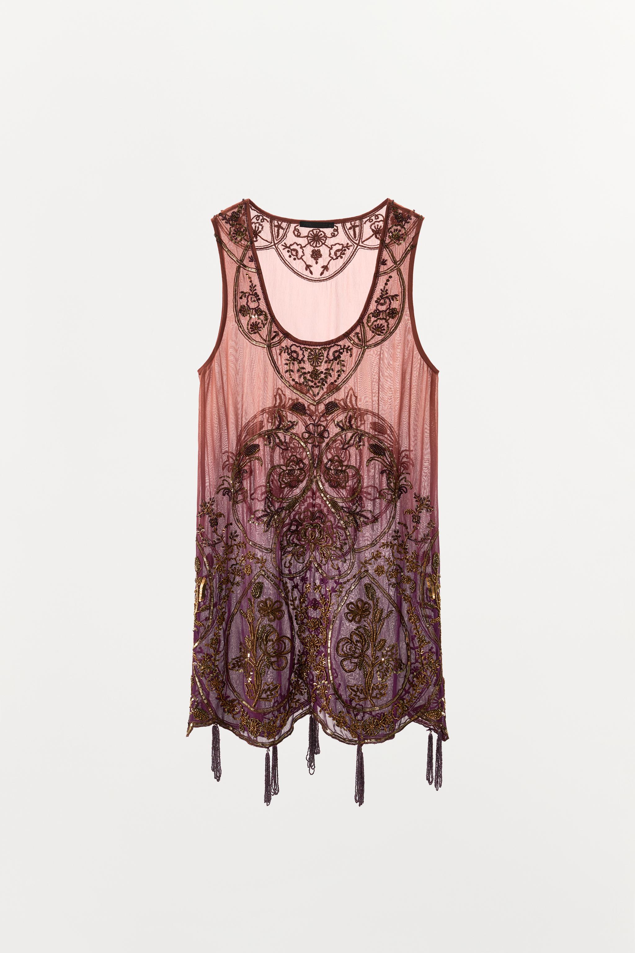 Zara LIMITED EDITION BONCUKLU BATİK DESENLİ ELBİSE görsel 5