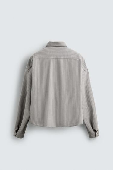 CONTRAST EMBROIDERED STRIPED SHIRT - Grey by Zara - Image 6