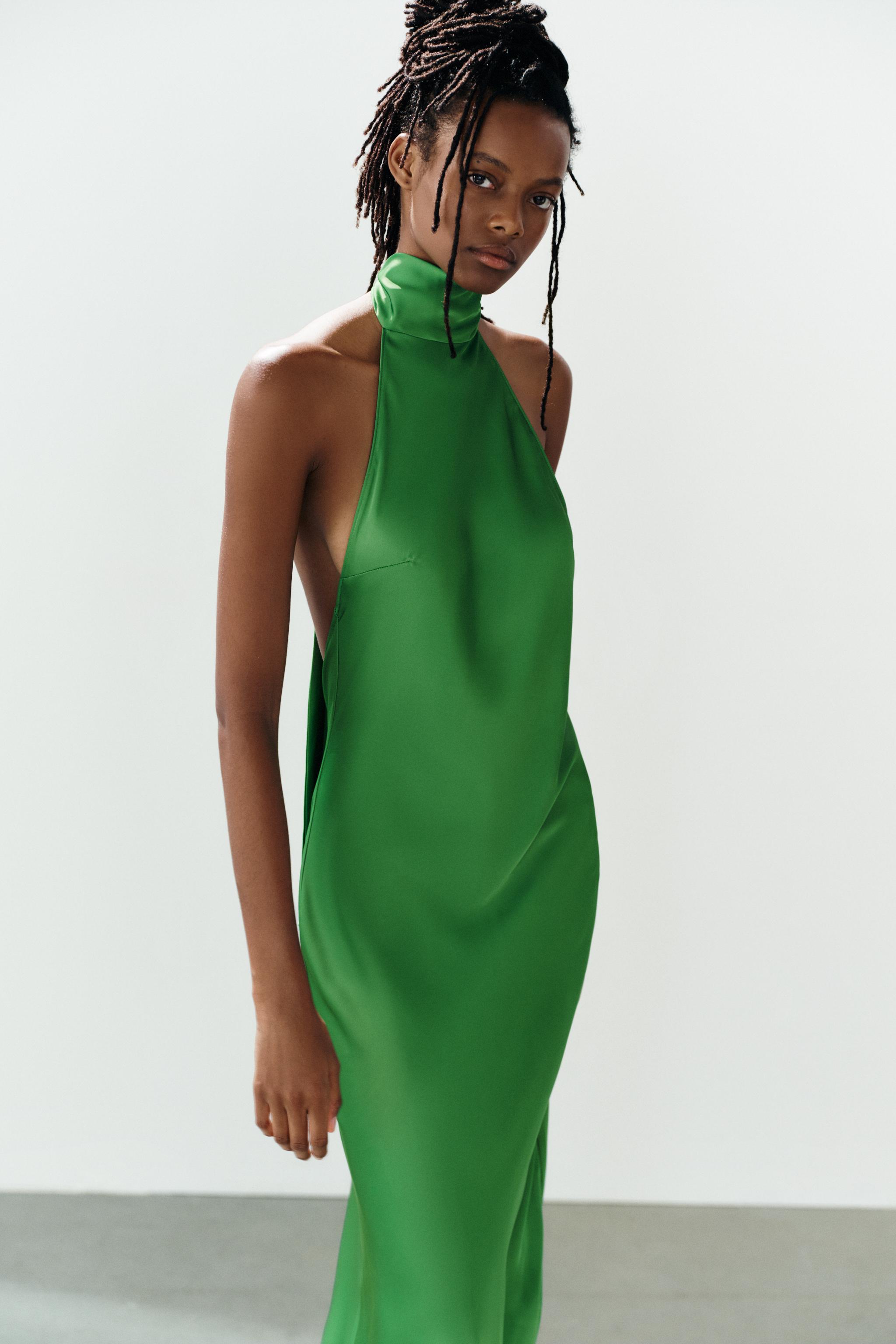 SATIN TIE-DETAIL MAXI DRESS