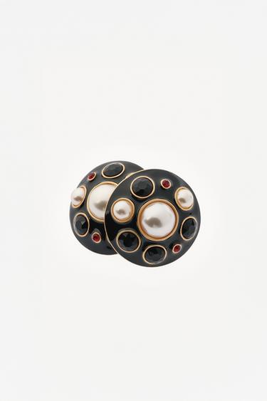 BOUCLES D'OREILLES BOUTON PERLES BIJOUX WILLY CHAVARRIA X ZARA - Noir de Zara - Image 1