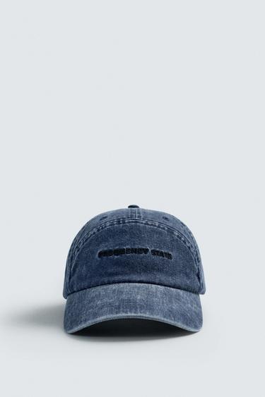 WASHED CAP WITH EMBROIDERED TEXT - Blue by Zara - Image 4